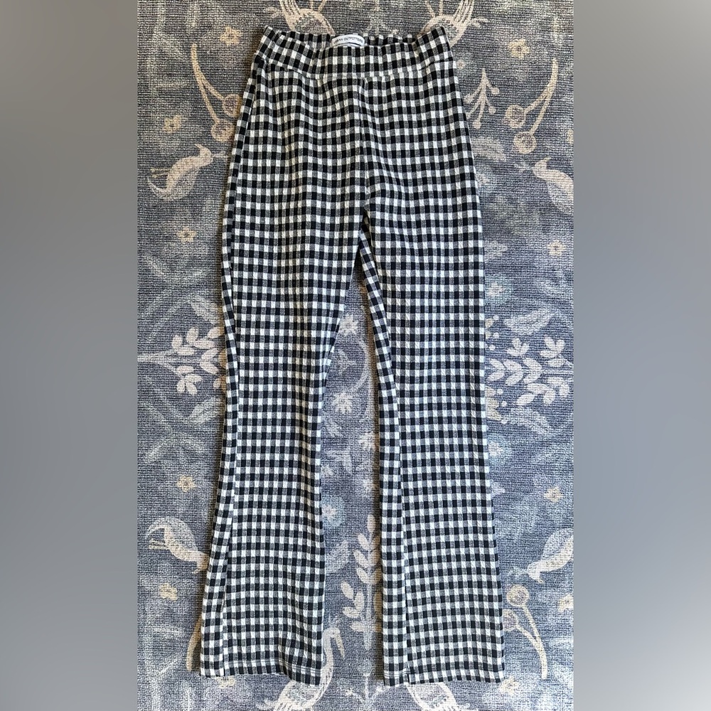 Urban Outfitters UO Cara High-Waisted Gingham Pattern Kick Flare Pant